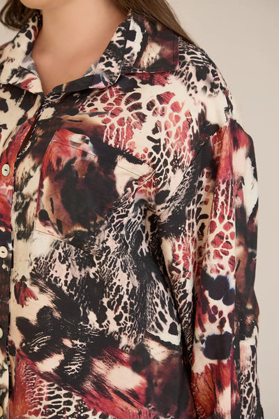 Cămașă elegantă mărime mare din viscoză fină - burgundi