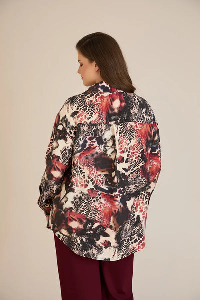 Cămașă elegantă mărime mare din viscoză fină - burgundi