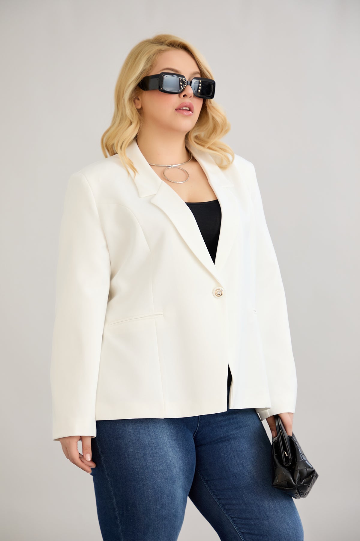 Sacou elegant si modern cu captuseala - alb