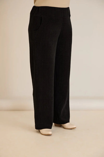 Pantalon larg mărime mare din material texturat