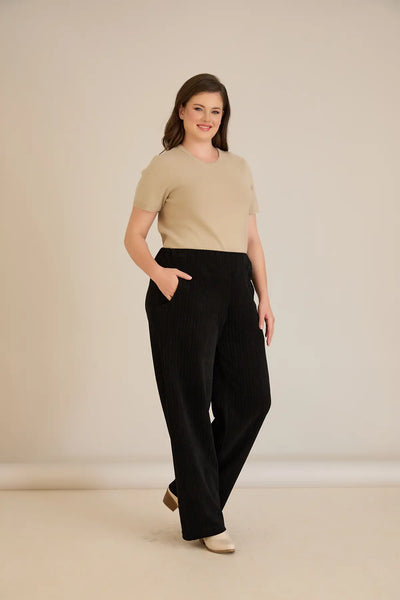 Pantalon larg mărime mare din material texturat