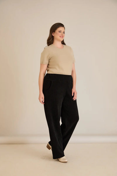 Pantalon larg mărime mare din material texturat
