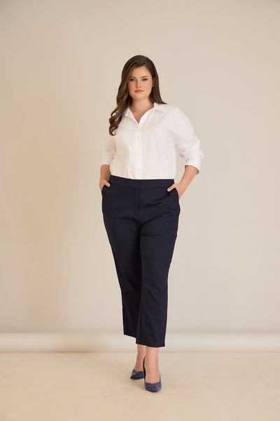 Pantalon clasic marime mare elastic – bleumarin