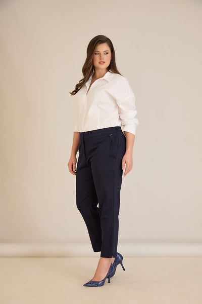 Pantalon clasic marime mare elastic – bleumarin