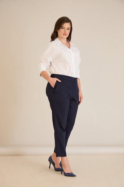 Pantalon clasic marime mare elastic – bleumarin