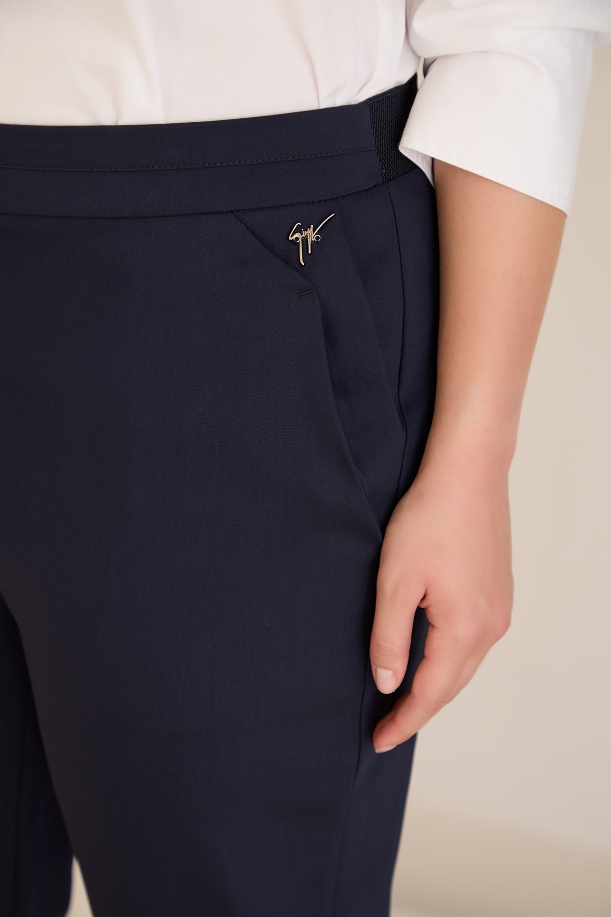 Pantalon clasic marime mare elastic – bleumarin