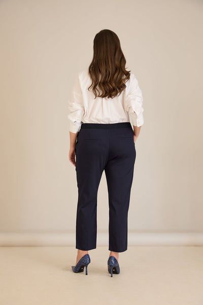 Pantalon clasic marime mare elastic – bleumarin