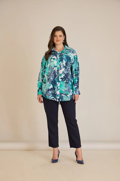 Cămașă elegantă mărime mare din viscoză fină – turcoaz