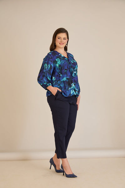 Pantalon clasic marime mare elastic – bleumarin