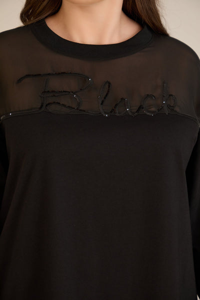 Tunicǎ elegantă mărime mare din bumbac – negru