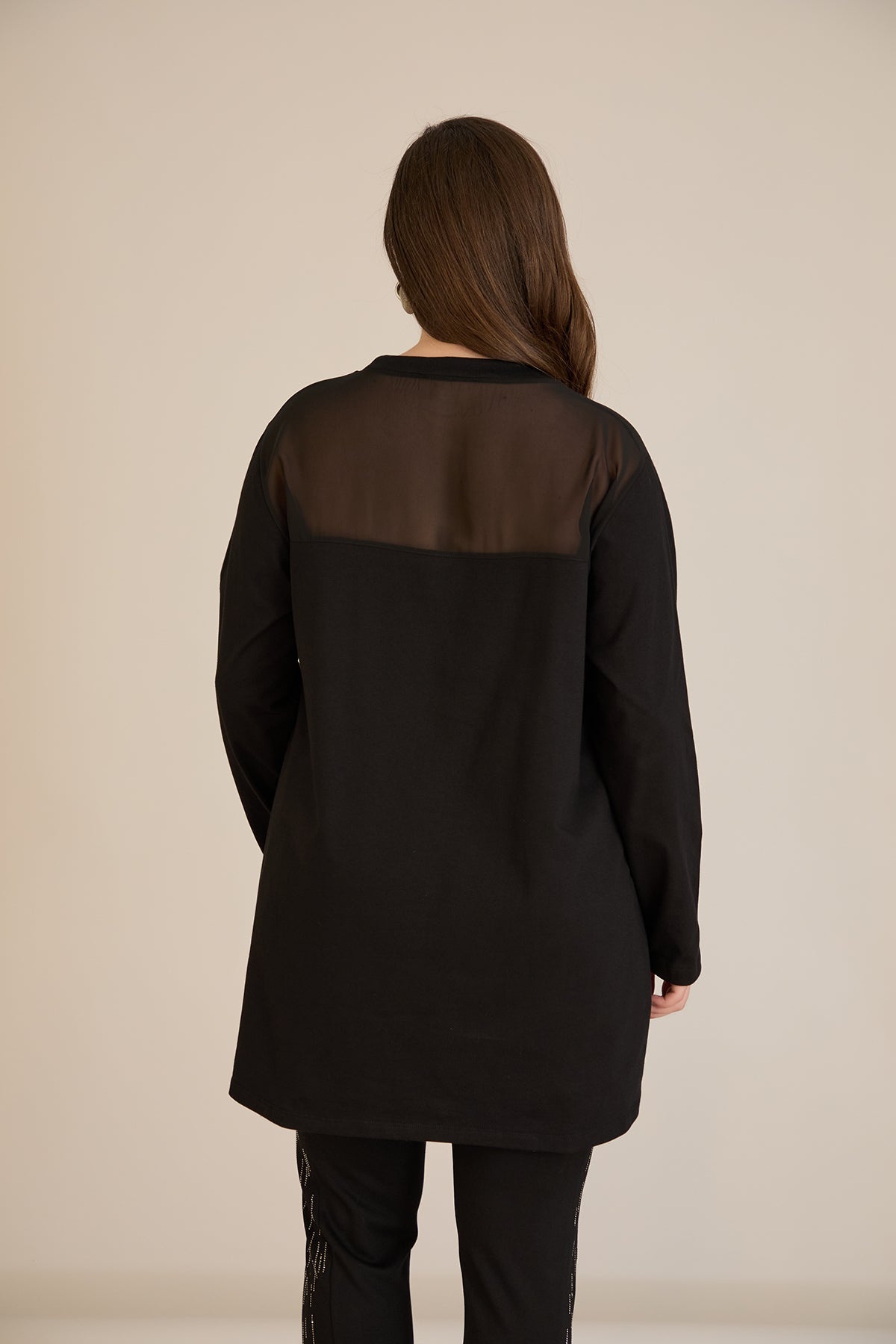 Tunicǎ elegantă mărime mare din bumbac – negru