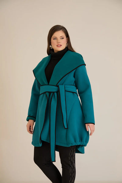 Palton mărime mare de toamnă cu glugă din material ușor