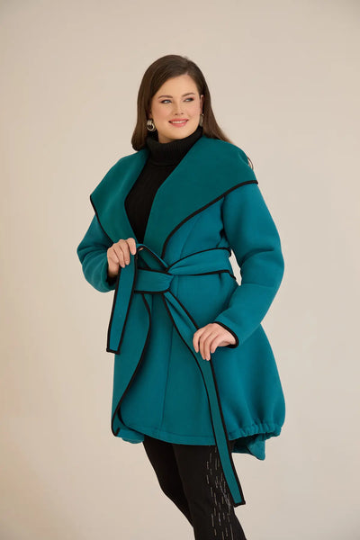 Palton mărime mare de toamnă cu glugă din material ușor