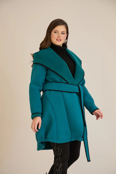 Palton mărime mare de toamnă cu glugă din material ușor