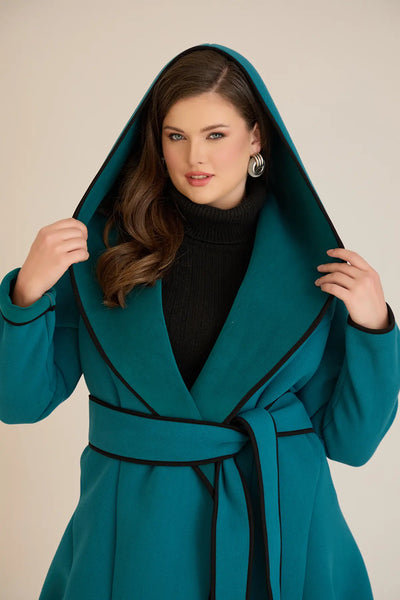 Palton mărime mare de toamnă cu glugă din material ușor