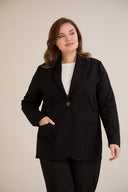 Sacou sport-elegant mărime mare, cu rever și nasturi - negru