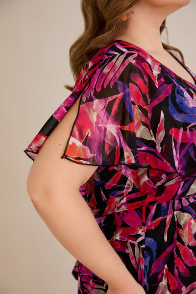 Rochie florala marime mare din sifon Festivalul culorilor