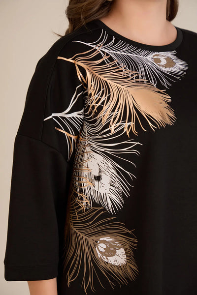 Bluză mărime mare cu aplicație delicată cu pene