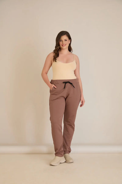 Pantalon sport marime mare Daily - mocca