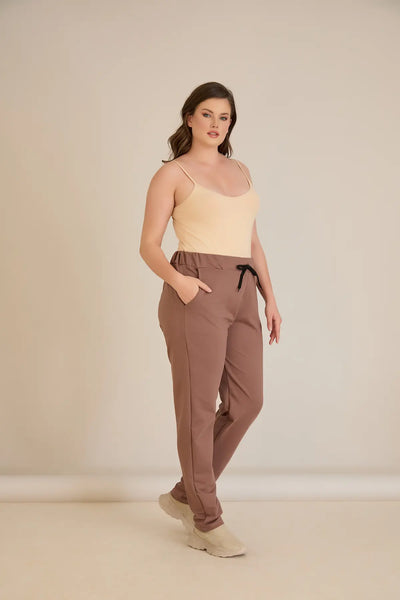 Pantalon sport marime mare Daily - mocca