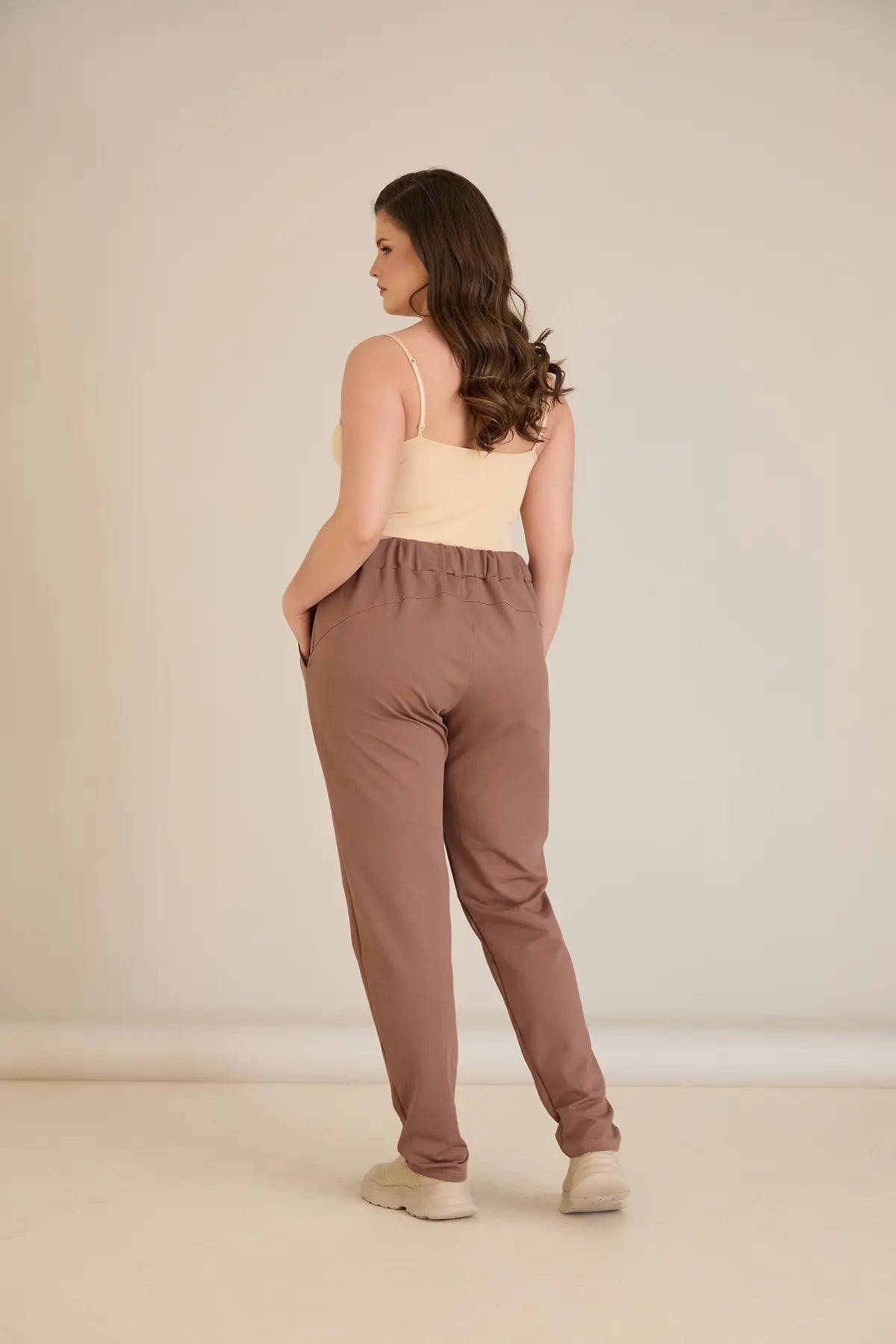 Pantalon sport marime mare Daily - mocca