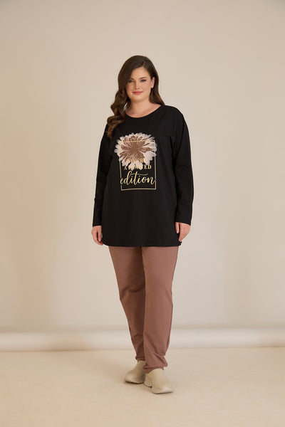 Tunica marime mare din bumbac cu imprimeu You're a limited edition