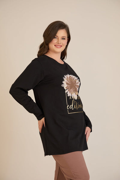 Tunica marime mare din bumbac cu imprimeu You're a limited edition
