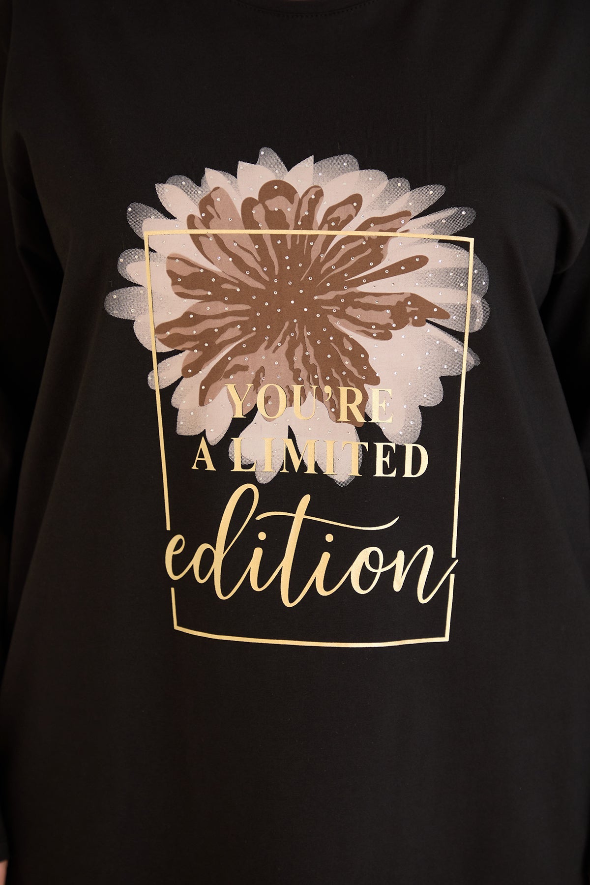 Tunica marime mare din bumbac cu imprimeu You're a limited edition