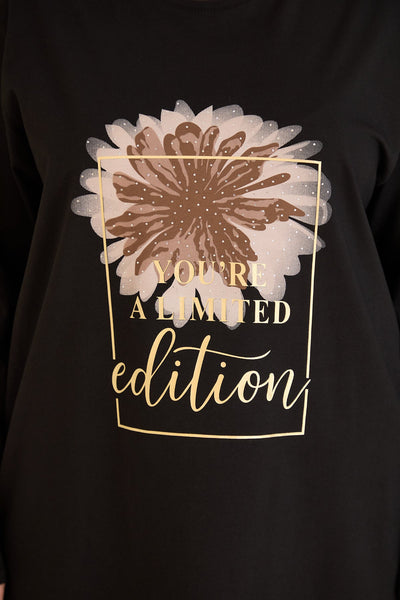 Tunica marime mare din bumbac cu imprimeu You're a limited edition