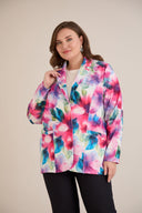 Sacou sport-elegant mărime mare, cu rever și nasturi - multicolor