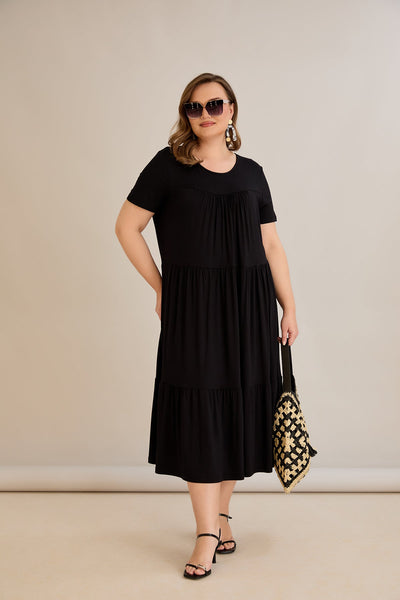 Rochie marime mare din viscoza elastica - negru - 10118