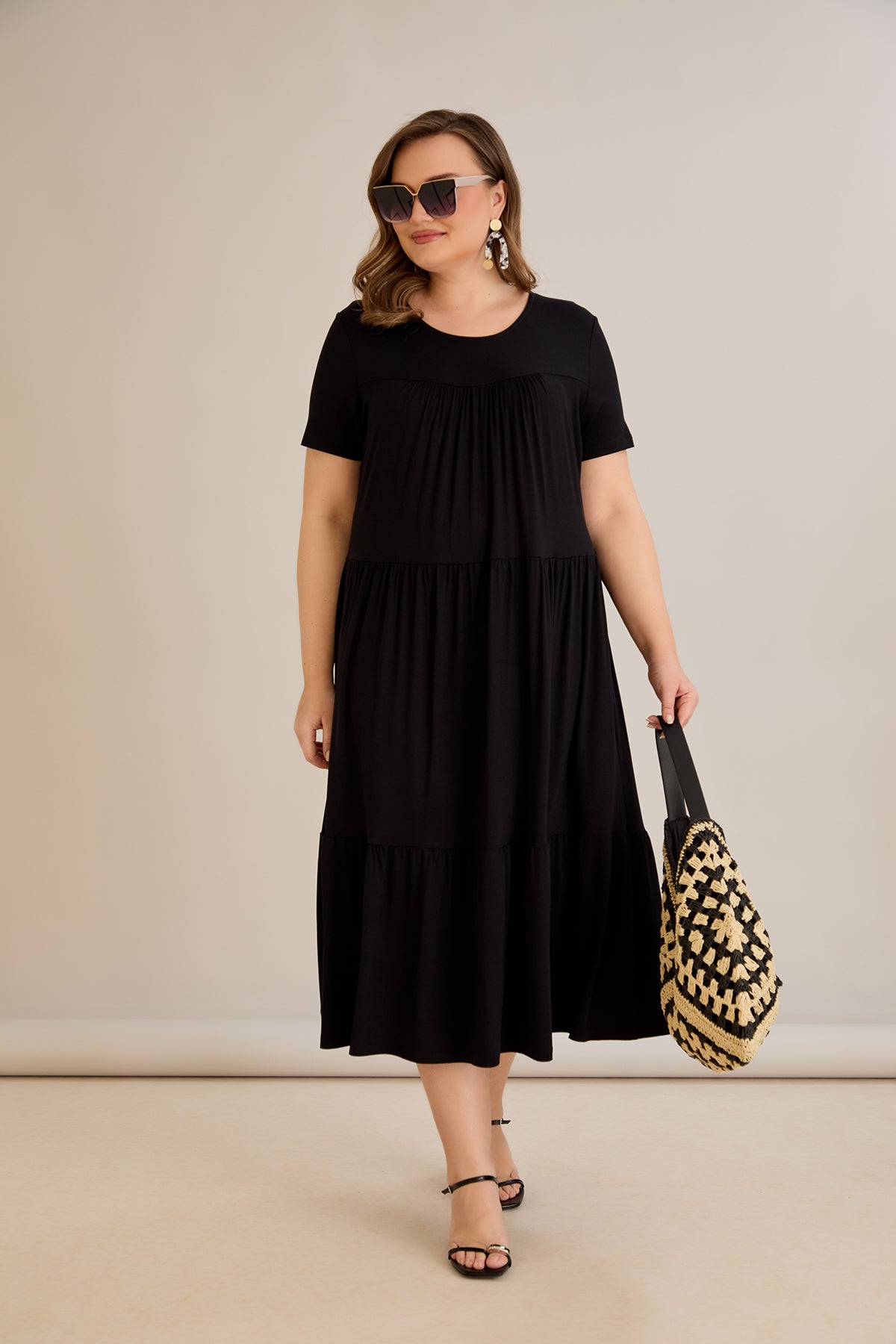 Rochie marime mare din viscoza elastica - negru - 10118