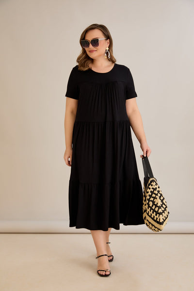 Rochie marime mare din viscoza elastica - negru - 10118
