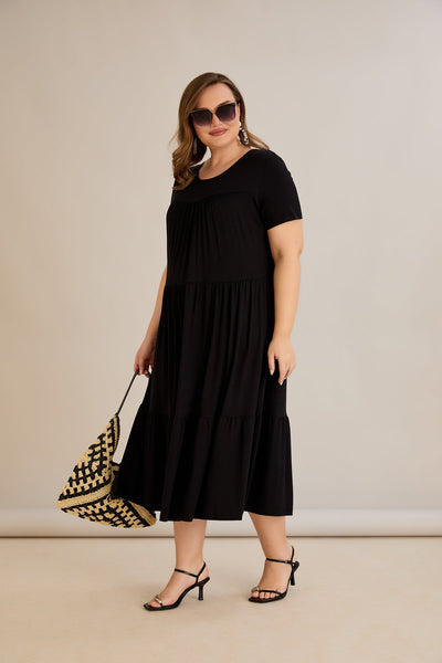 Rochie marime mare din viscoza elastica - negru - 10118