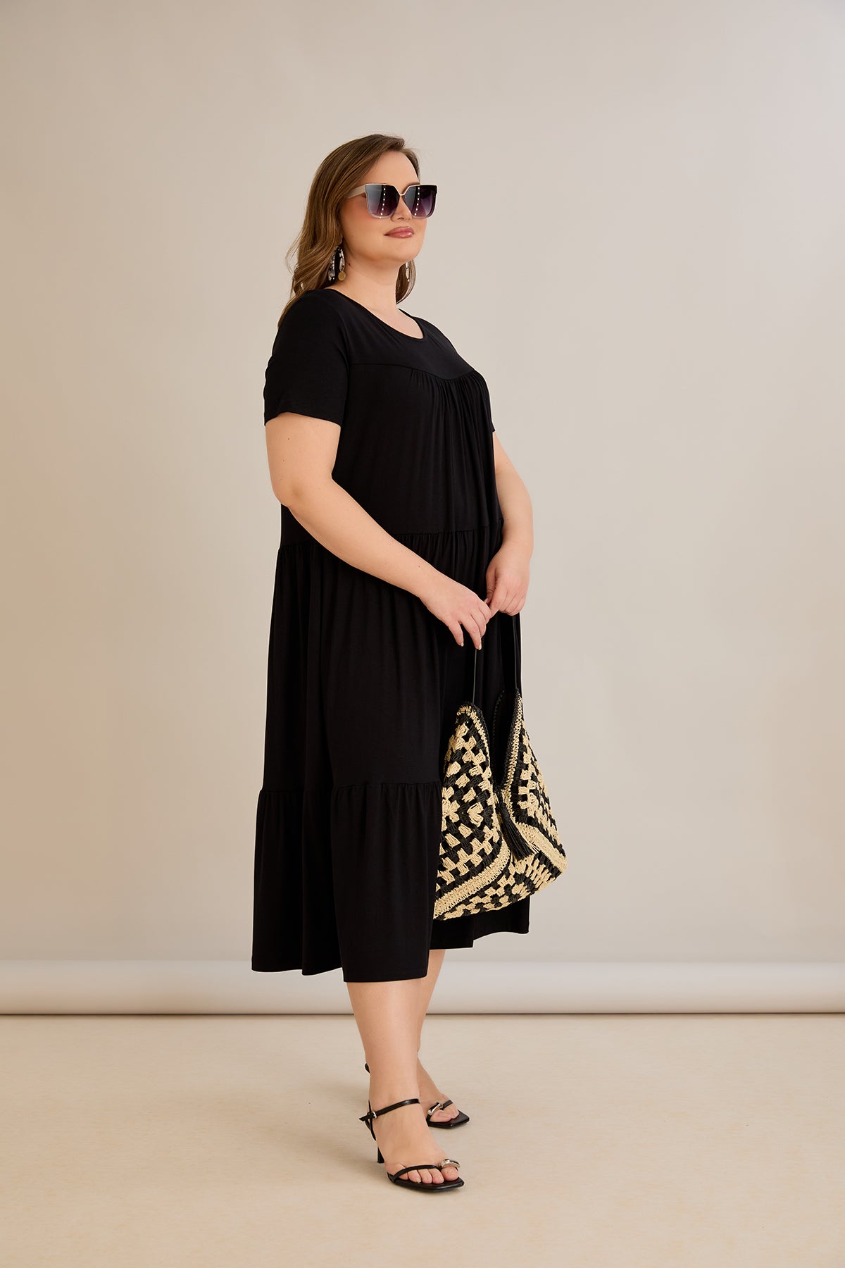 Rochie marime mare din viscoza elastica - negru - 10118