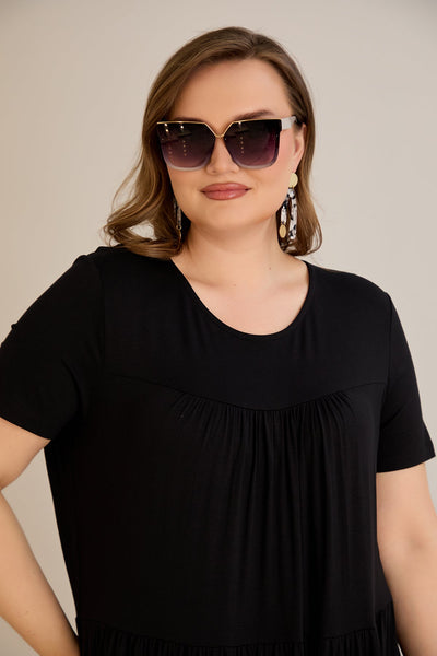 Rochie marime mare din viscoza elastica - negru - 10118