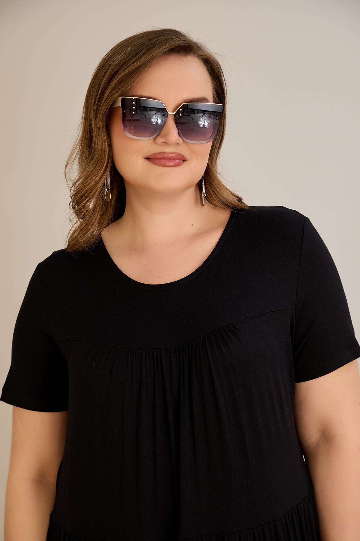 Rochie marime mare din viscoza elastica - negru - 10118