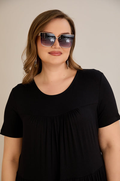 Rochie marime mare din viscoza elastica - negru - 10118