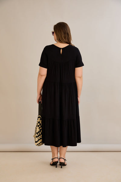 Rochie marime mare din viscoza elastica - negru - 10118