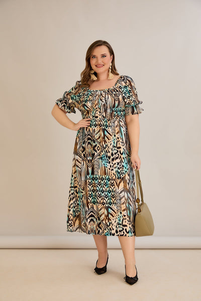 Rochie boho chic marime mare cu maneci atractive - 10130