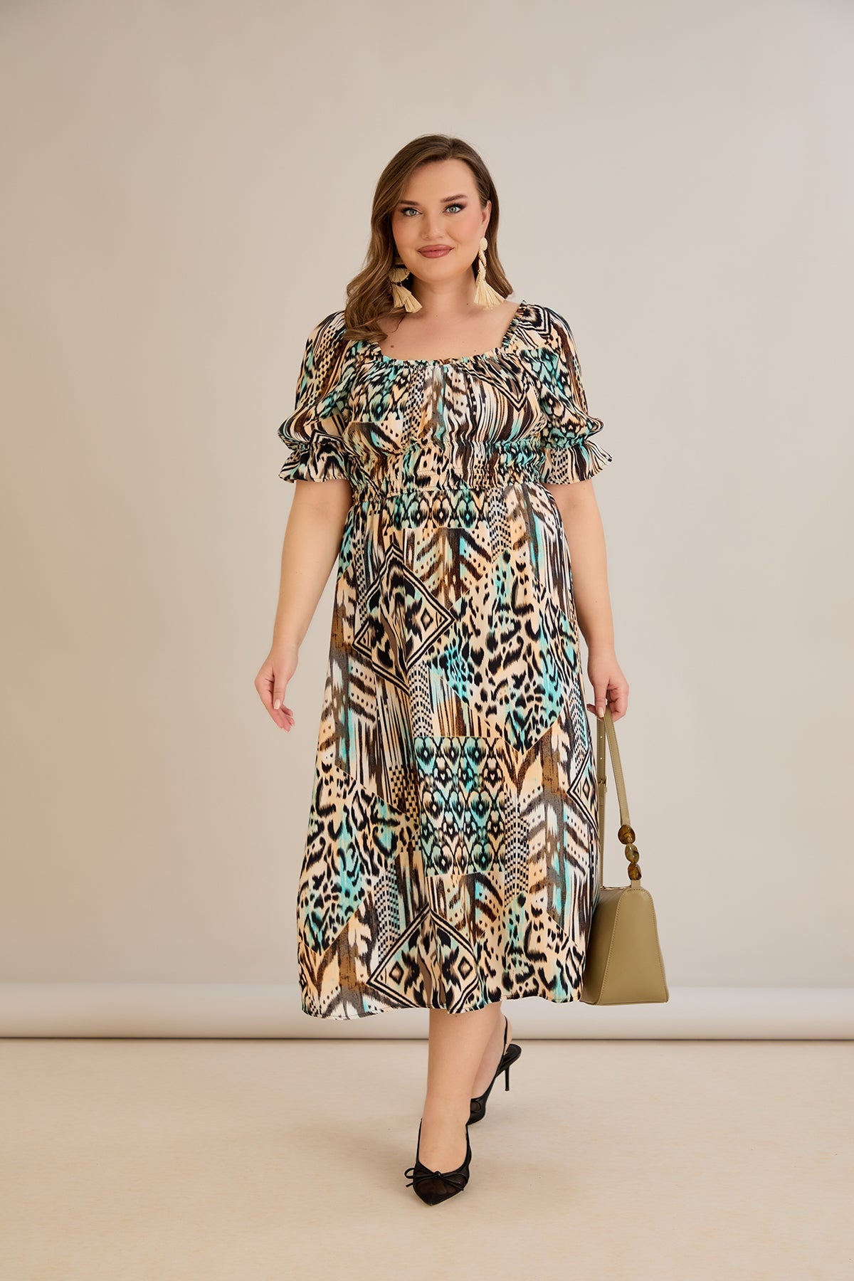 Rochie boho chic marime mare cu maneci atractive - 10130