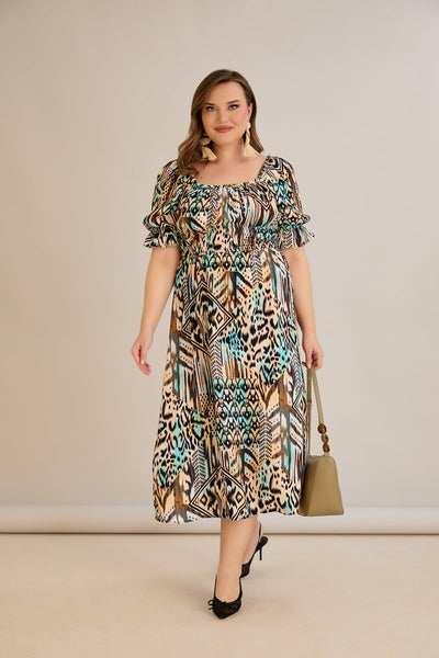 Rochie boho chic marime mare cu maneci atractive - 10130