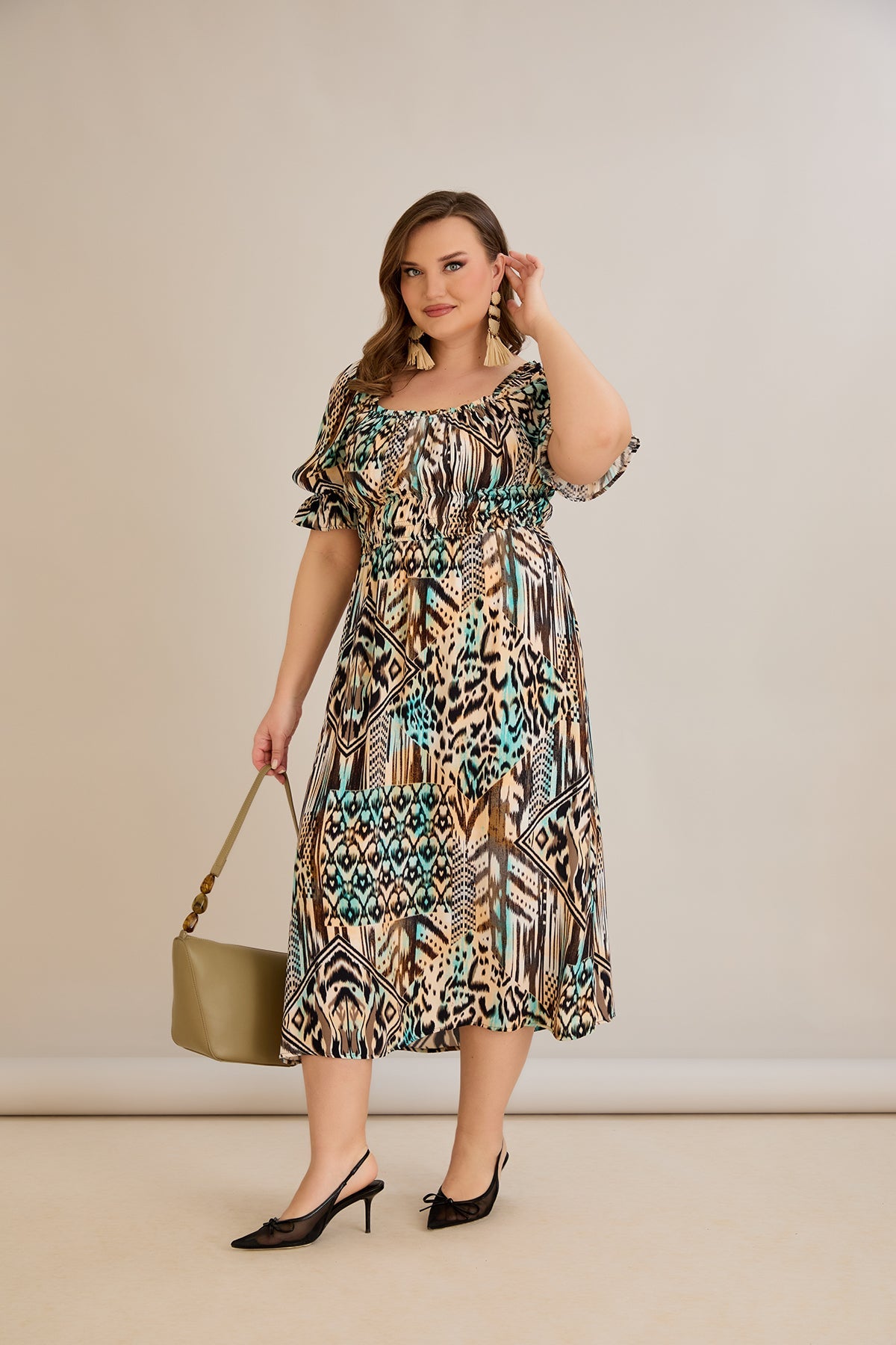 Rochie boho chic marime mare cu maneci atractive - 10130