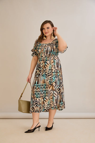 Rochie boho chic marime mare cu maneci atractive - 10130