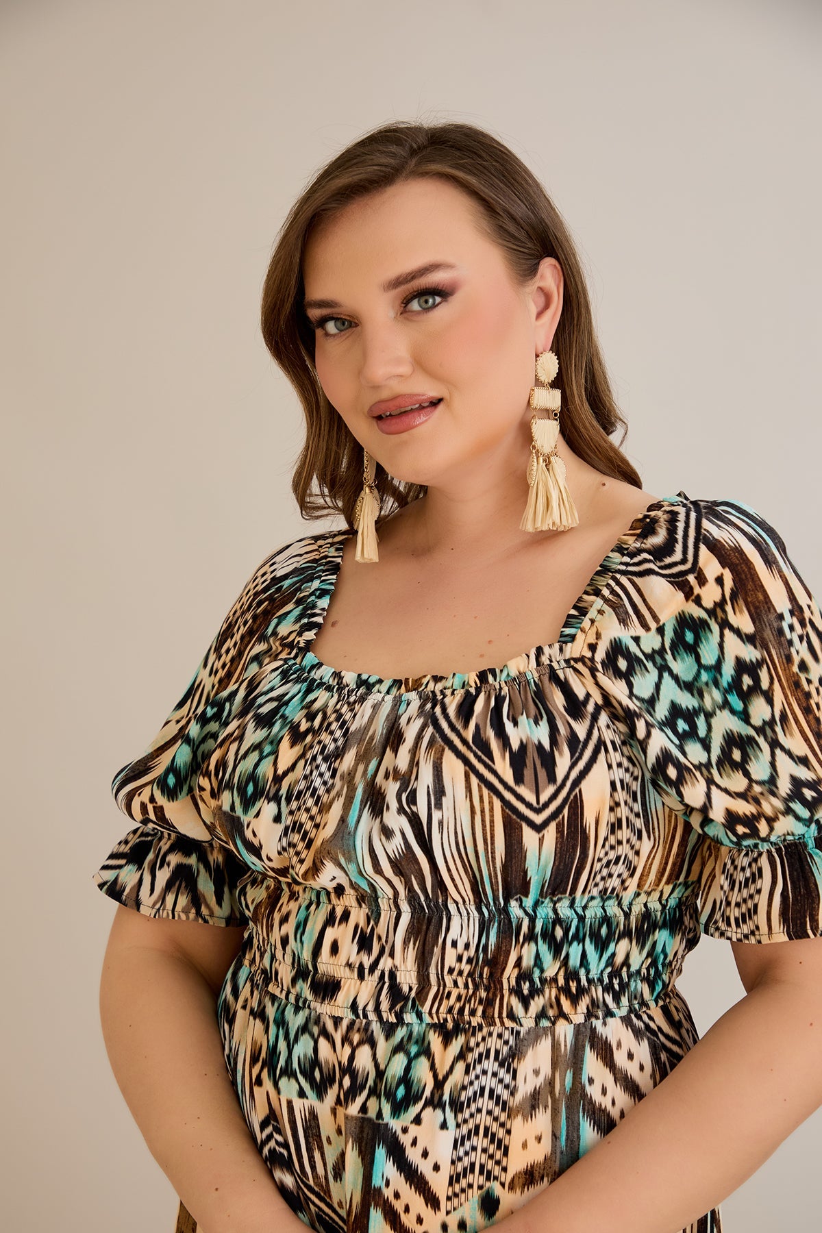 Rochie boho chic marime mare cu maneci atractive - 10130