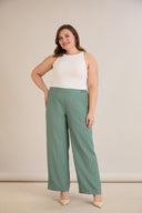 Pantalon mărime mare din material ușor texturat – verde