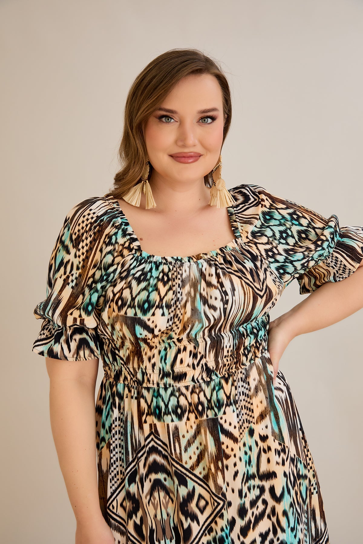 Rochie boho chic marime mare cu maneci atractive - 10130