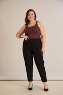 Pantalon mărime mare de vară elastic cu bumbac – negru