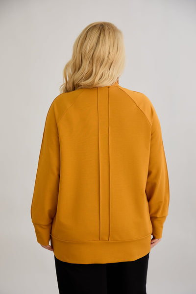 Bluza de trening marime mare cu fermoar si buzunare - mustar