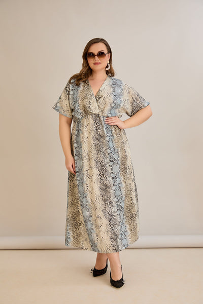 Rochie de vara marime mare cu decolteu in V - nisip marin - 10681